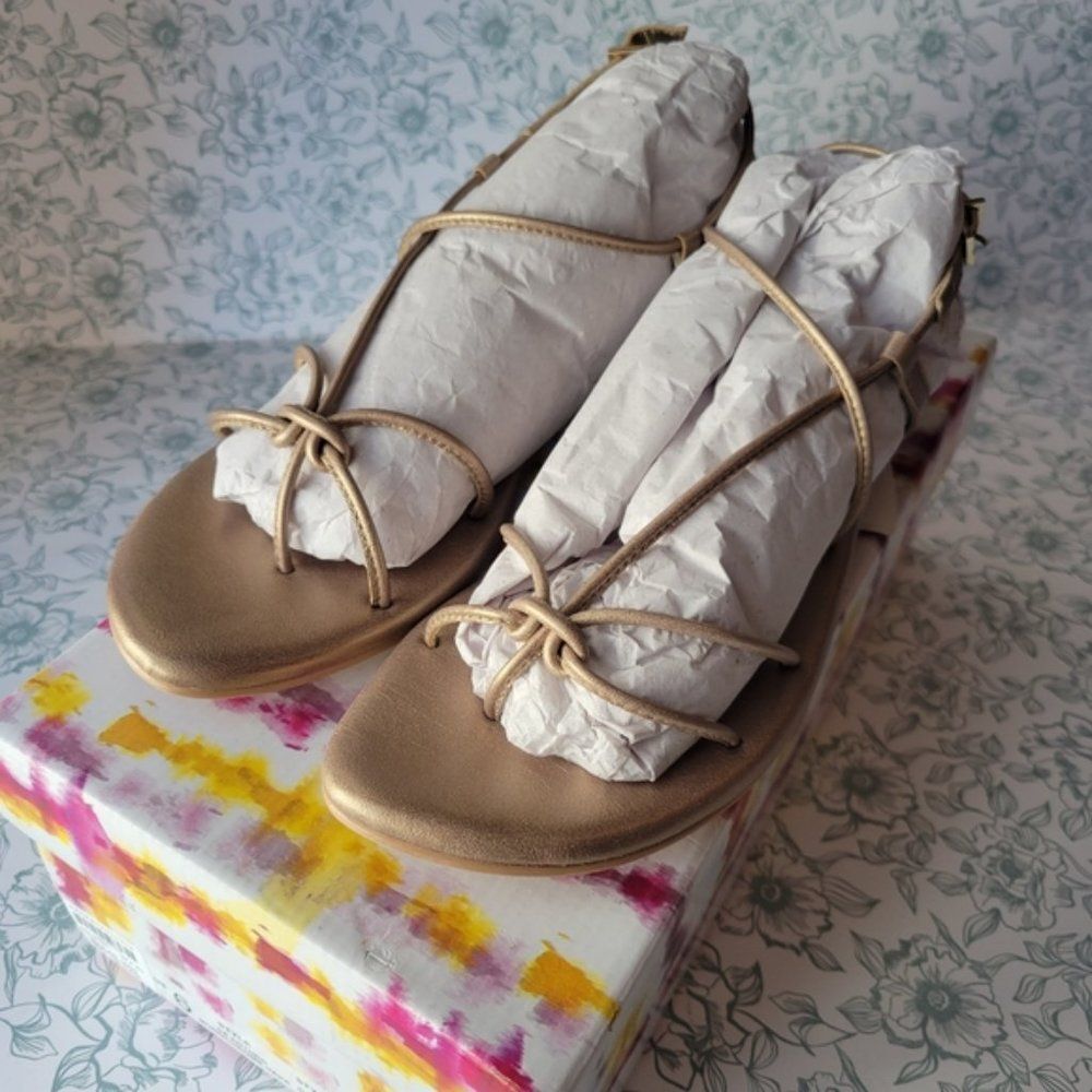 NIB Anthropologie Daydream Gold Strappy Sandals | 6 - Picture 2 of 4